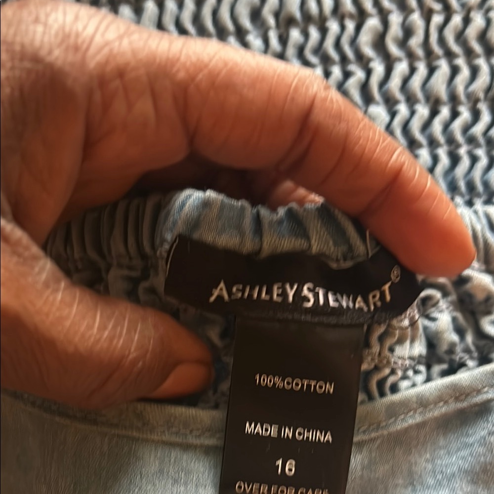 Ashley Stewart Blue denim off the shoulder top - Picture 9 of 9